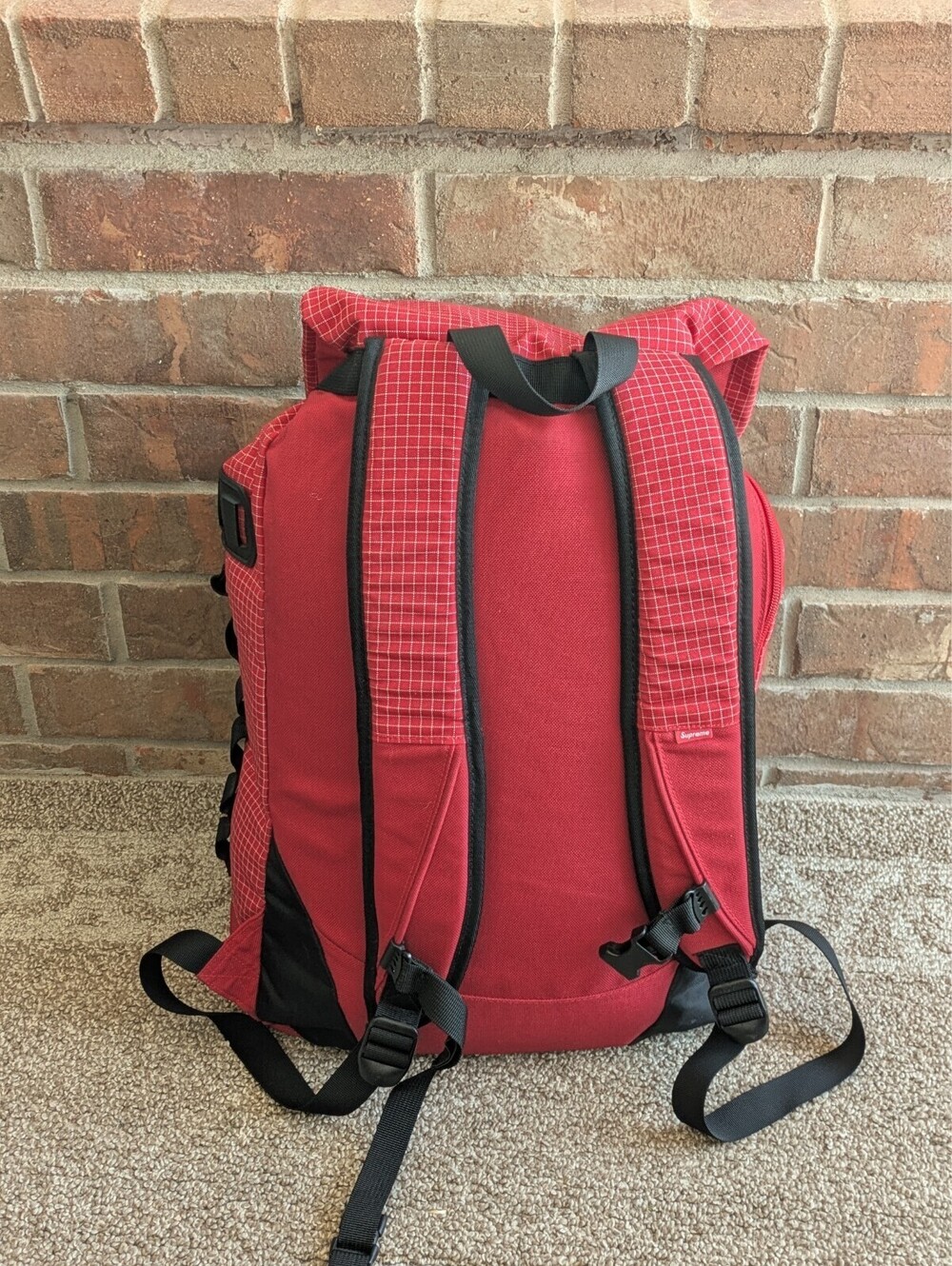 Supreme Vintage FW09 Red Grid Backpack - RARE - Ripstop Rucksack Box Logo - Picture 3 of 9